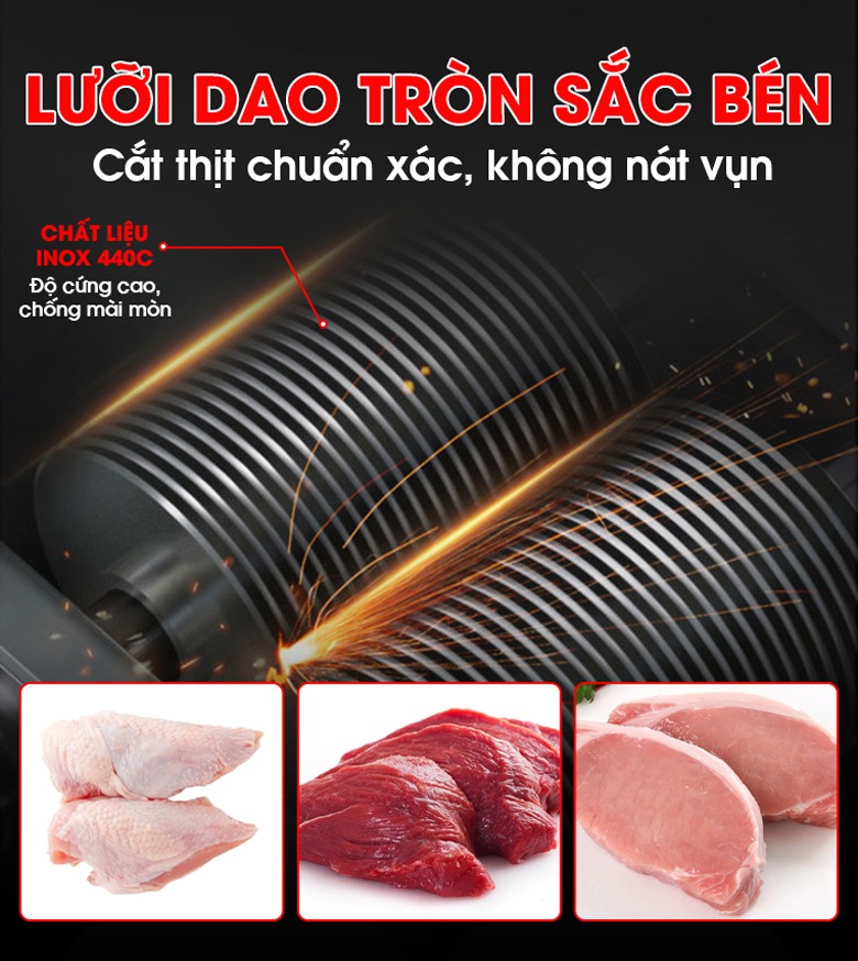 Dao inox 440C cắt thịt chuẩn xác, không nát vụn Dao inox 440C cắt thịt chuẩn xác, không nát vụn