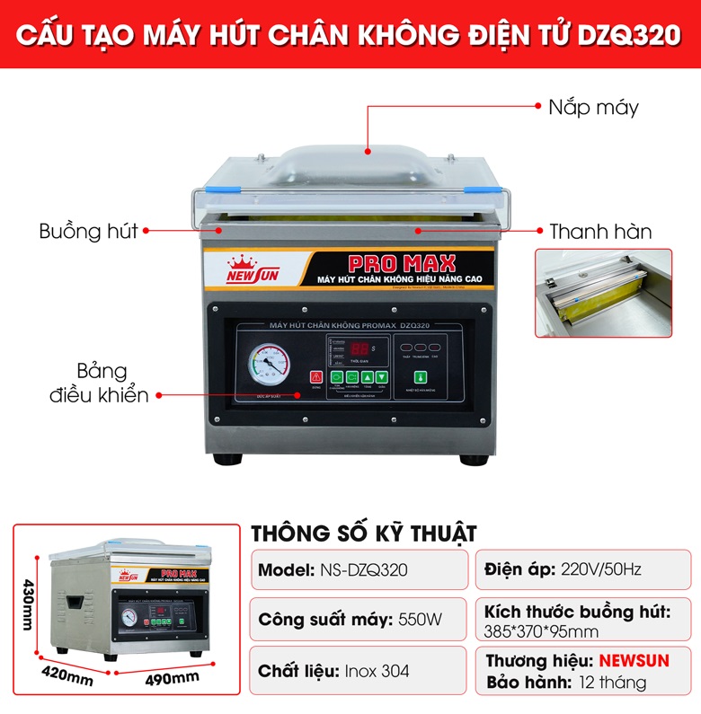 Cấu tạo máy hút chân không điện tử DZQ320