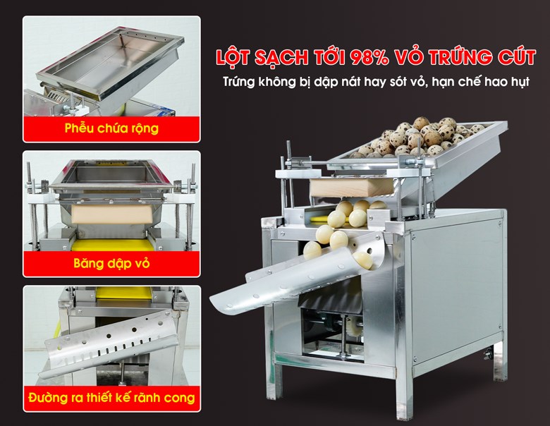 Lột sạch tới 98% vỏ trứng, hạn chế hao hụt