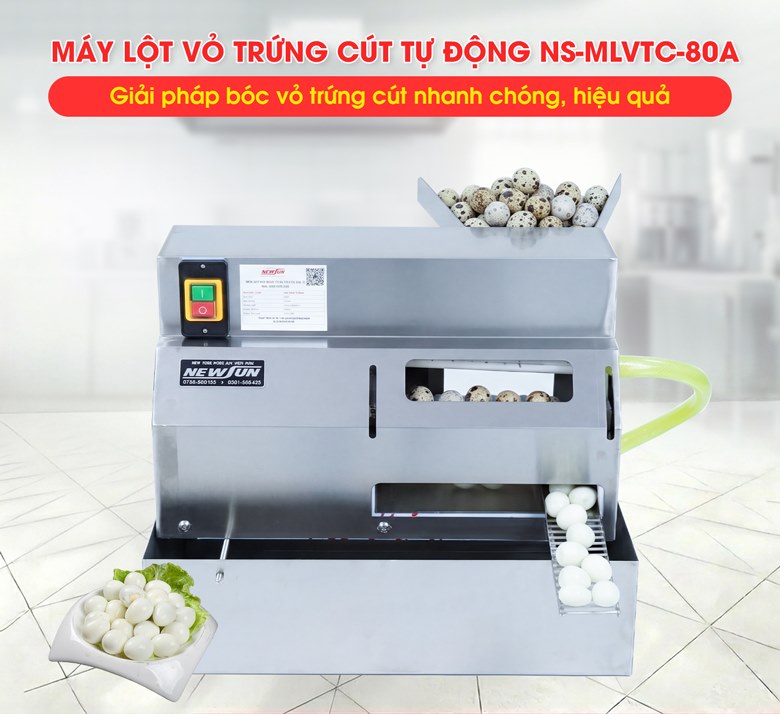 Máy lột vỏ trứng cút tự động MLVTC-80A