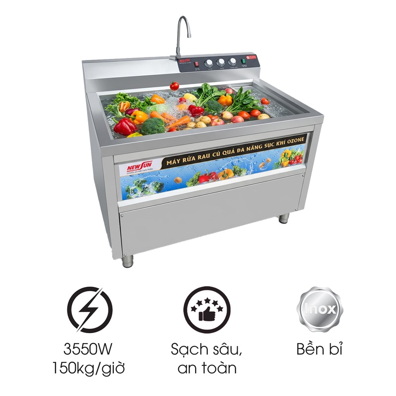 Máy rửa rau củ quả sục khí ozone NS-150 (inox 304)