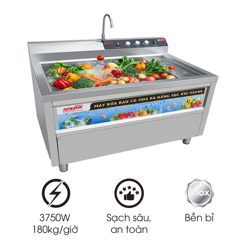 Máy rửa rau củ quả sục khí ozone NS-180 (inox 304)