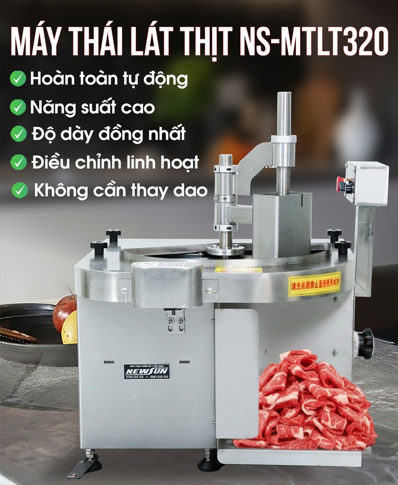 Máy thái thịt tự động NS-MTLT320 – Chuyên gia thái lát thịt tươi sống, thịt chín, thịt se lạnh