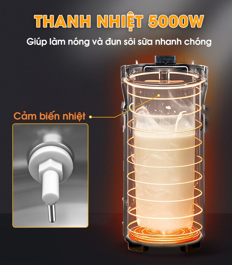 Gia nhiệt nhanh với thanh nhiệt 5000W