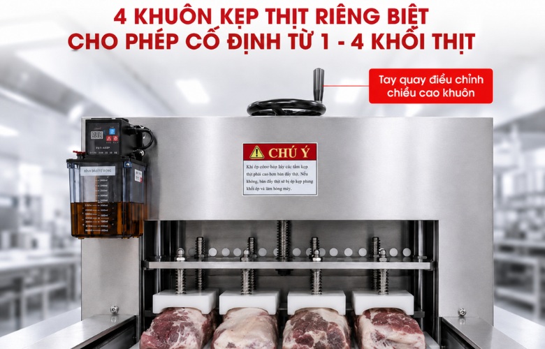 4 khuôn ép thịt có nhiệm vụ cố định khối thịt