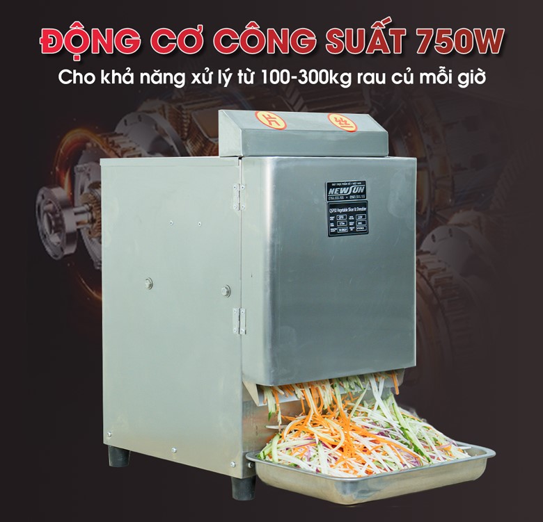 Công suất 0.75kW, năng suất lên tới 300kg/h