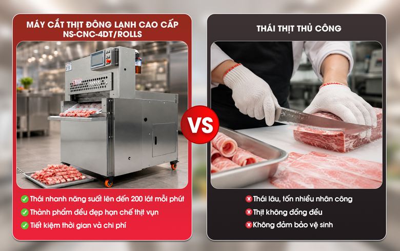 Lợi ích của máy cắt thịt đông lạnh cao cấp CNC-4DT/ROLLS