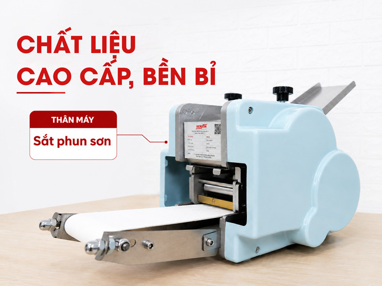 Thân máy làm vỏ há cảo được chế tạo từ sắt phun sơn cao cấp
