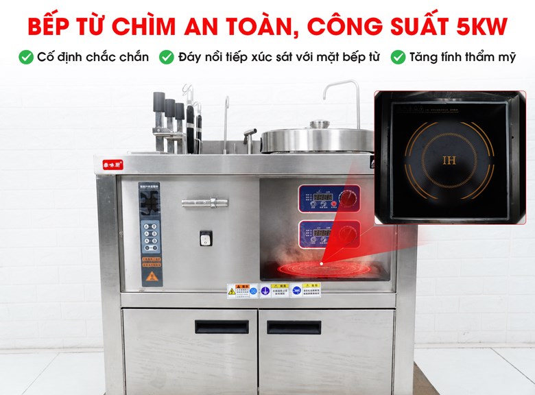Bếp tìm chìm, công suất 5kW mỗi nồi