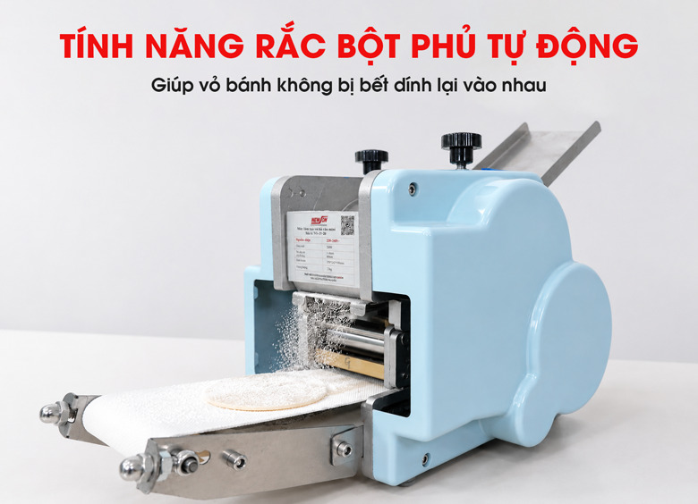 Hệ thống rắc bột tự động giúp hạn chế vỏ bánh bết dính