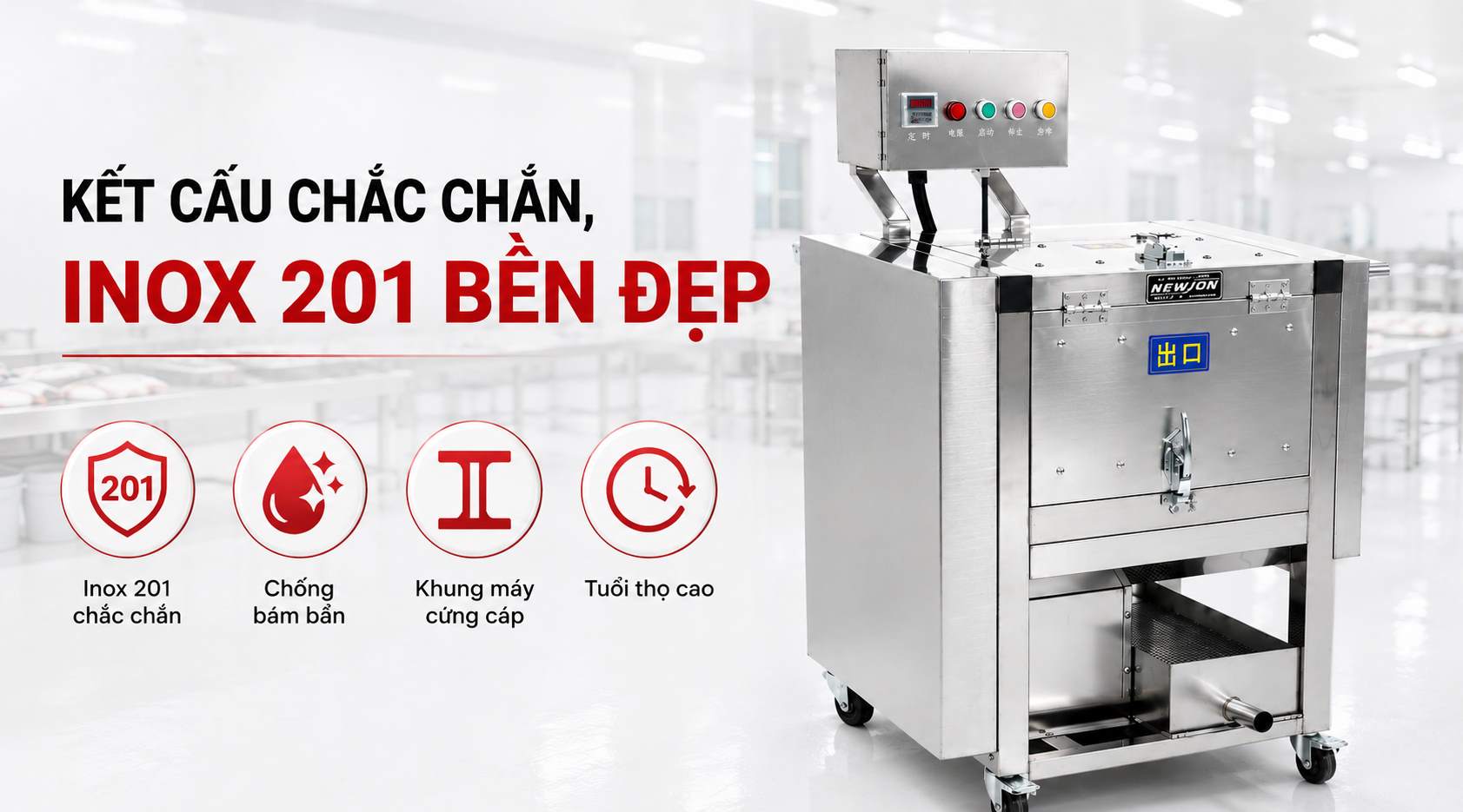 Kết cấu inox chắc chắn, dễ vệ sinh