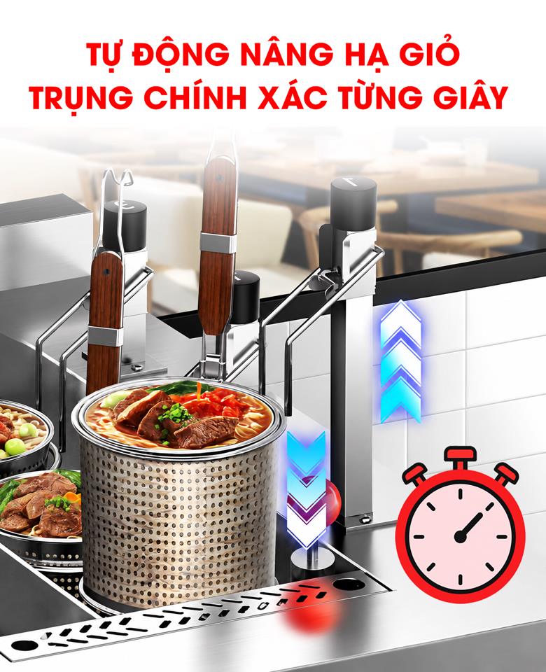Tự động nâng hạ giỏ theo thời gian cài đặt
