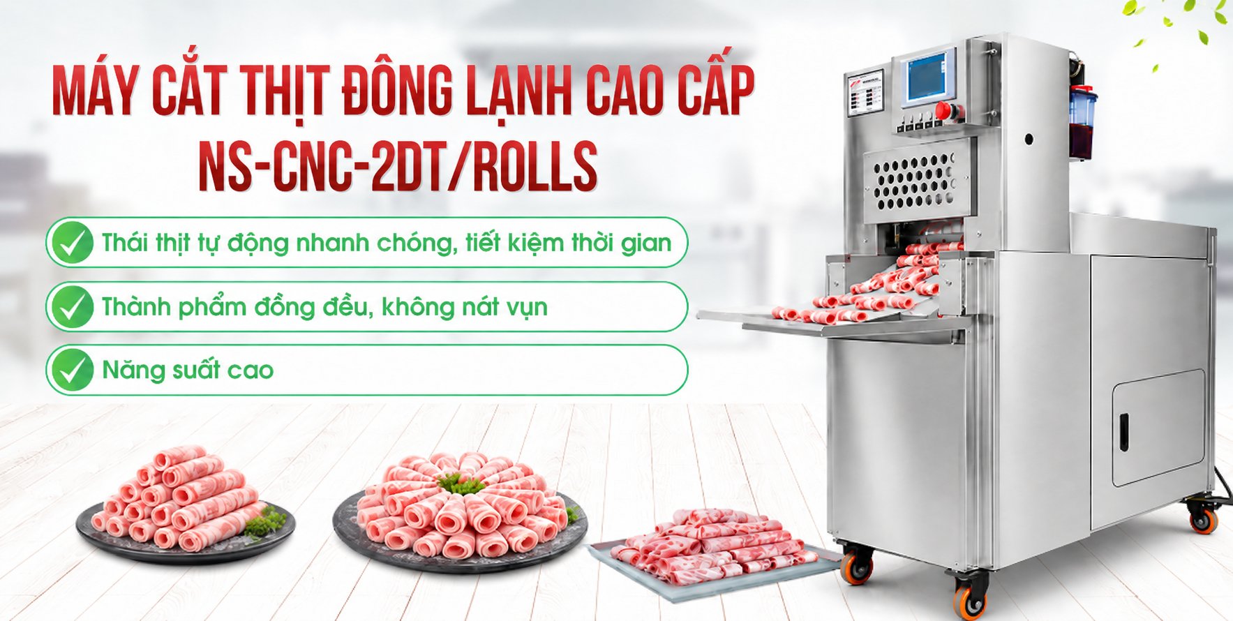 Máy cắt thịt đông lạnh cao cấp CNC-2DT/ROLLS