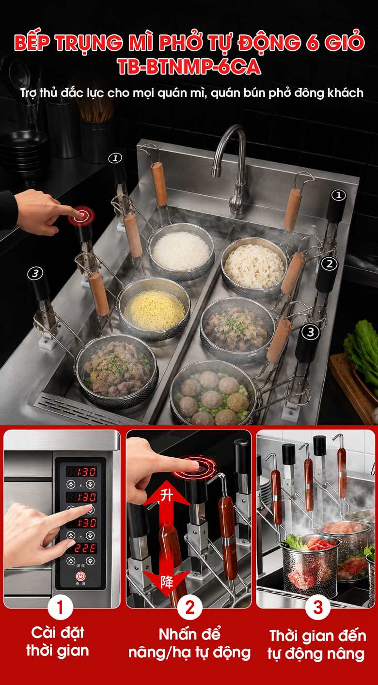 Bếp trụng nhúng mì phở tự động TB-BTNMP-6CA