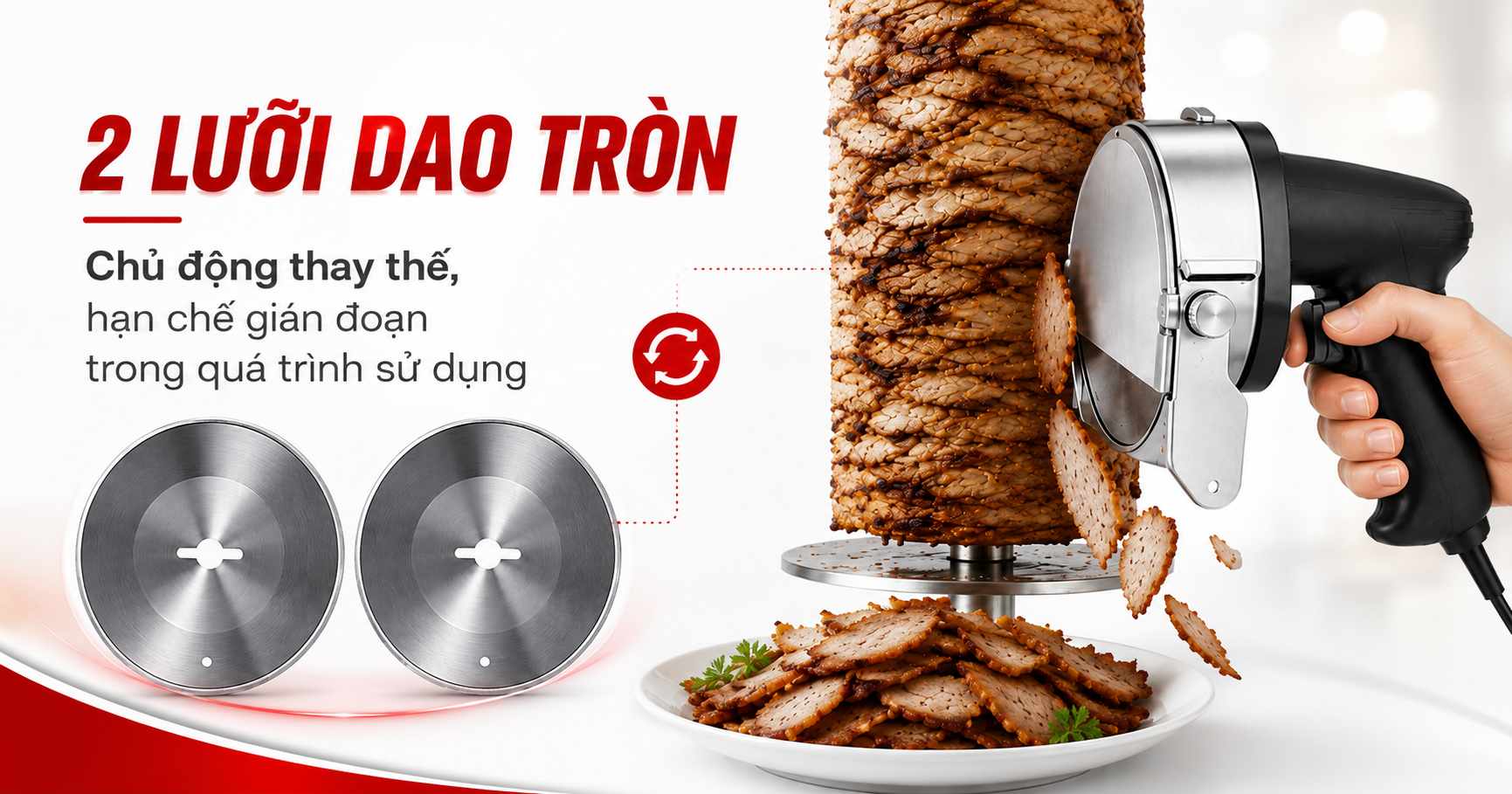 Lưỡi dao inox 304 sắc bén, thái thịt nhanh và đều 