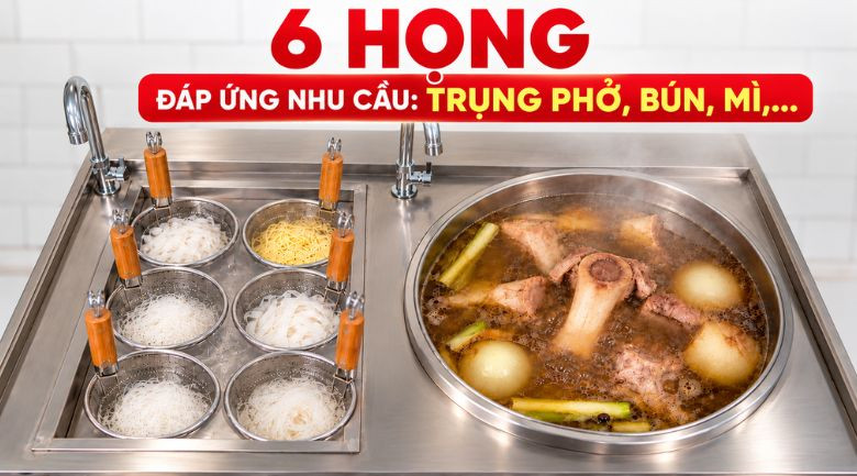 Hệ thống 6 họng trần độc lập, gia nhiệt nhanh, phục vụ liên tục
