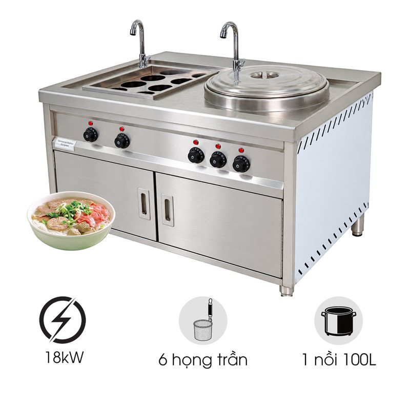 Bếp nấu phở 100L + 6 họng trần bánh