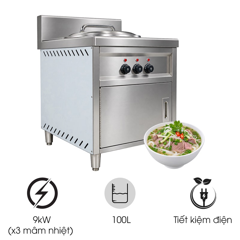 Nồi nấu phở bàn vuông điện liền 100 lít