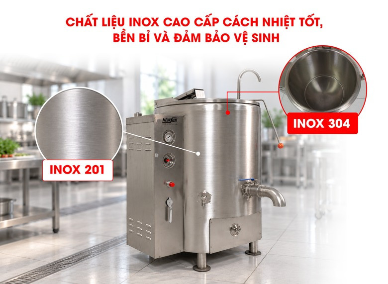 Máy có chất liệu inox cao cấp cách nhiệt tốt