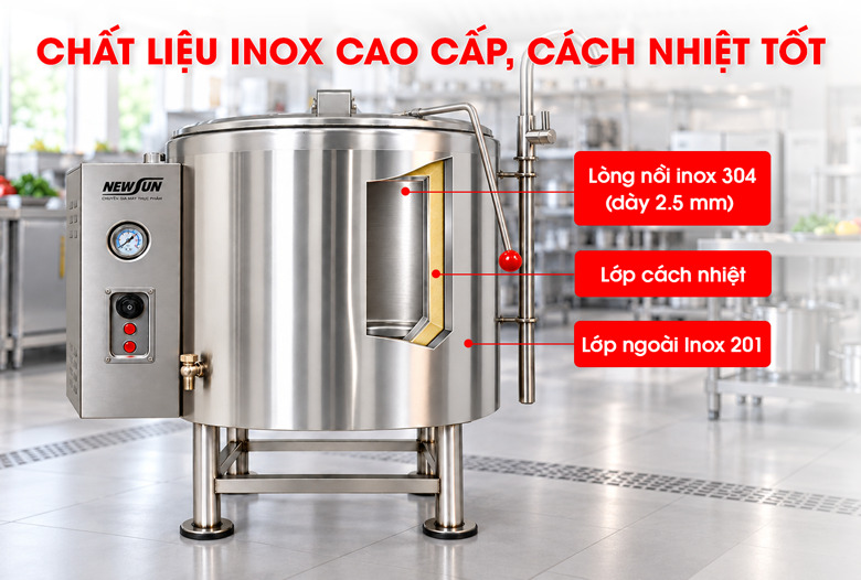 Chất liệu inox cao cấp, cách nhiệt tốt và thuận tiện vệ sinh