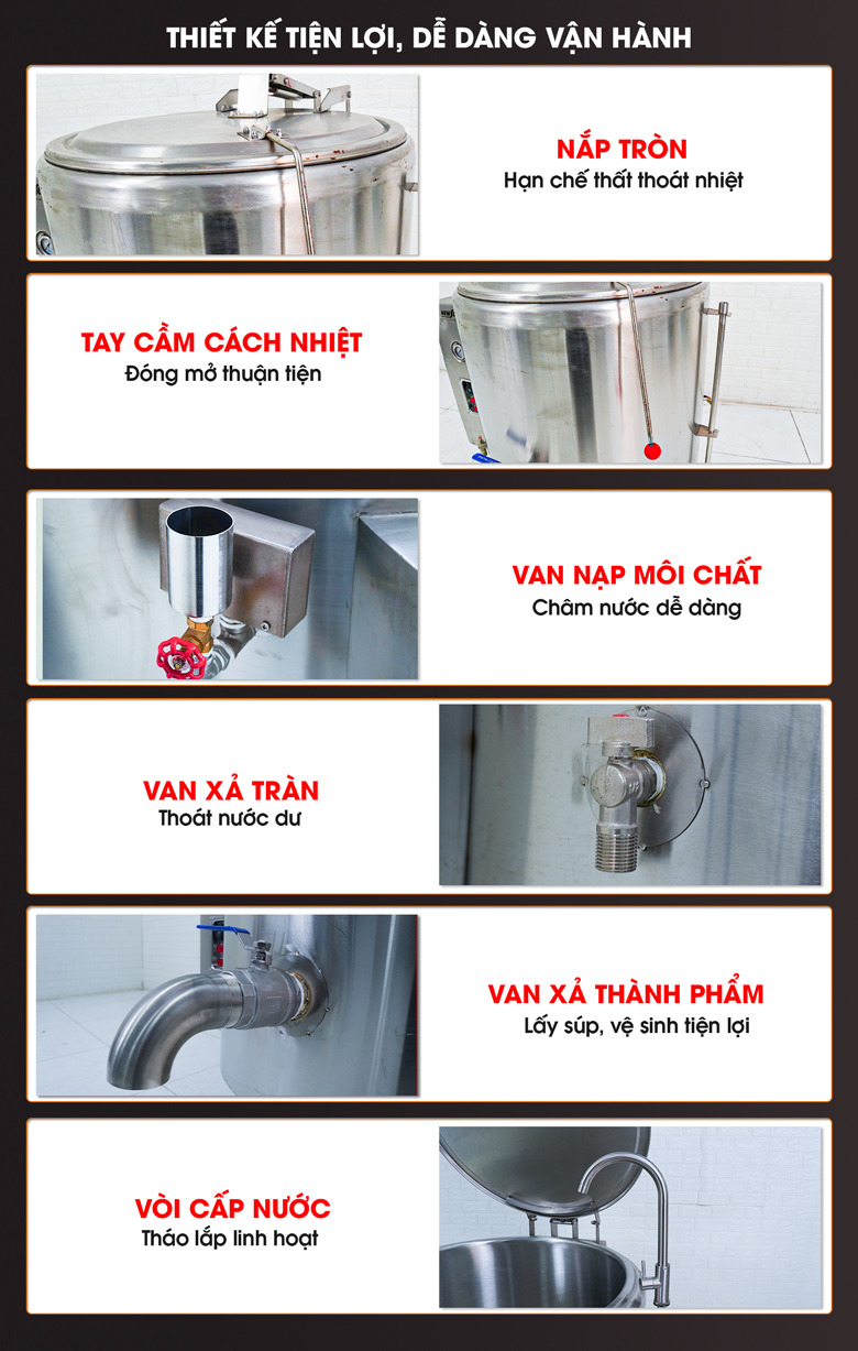 Các chi tiết phụ trợ giúp thao tác thuận tiện