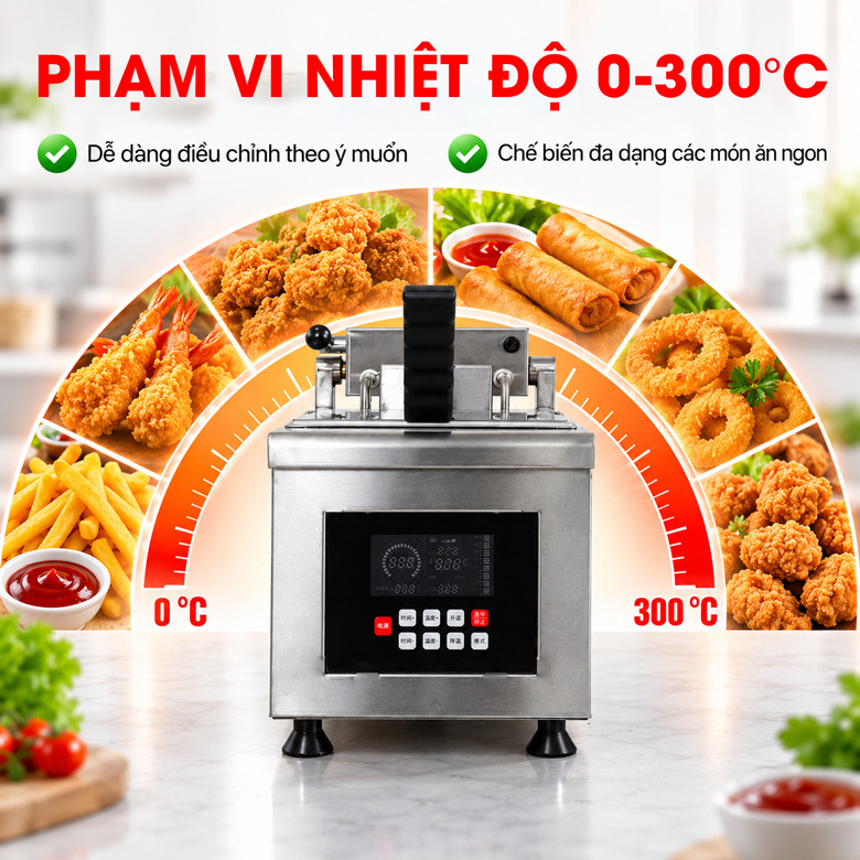 Dải nhiệt độ linh hoạt có thể điều chỉnh từ 0 đến 300 độ C
