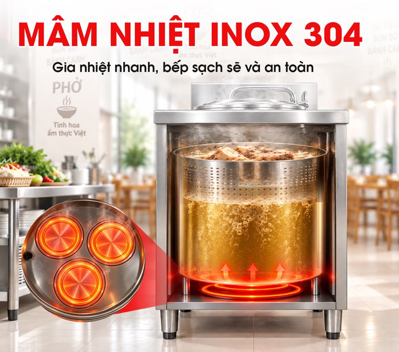 Gia nhiệt trực tiếp với mâm nhiệt inox 304  
