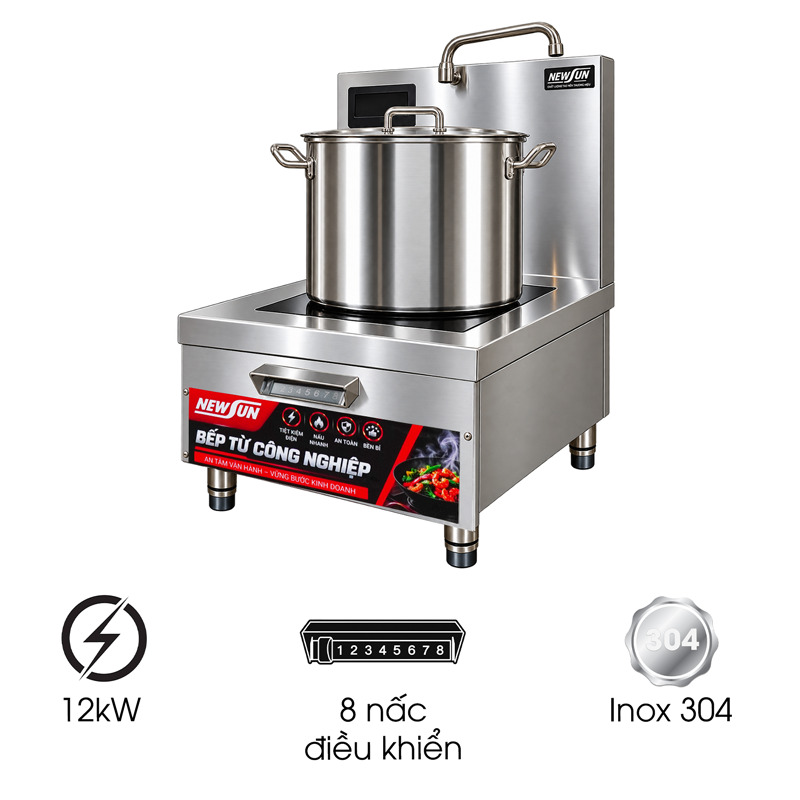 Bếp từ công nghiệp đơn phẳng 12kW