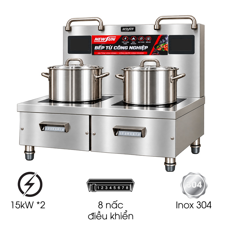 Bếp từ công nghiệp đôi phẳng 15kW x 2 