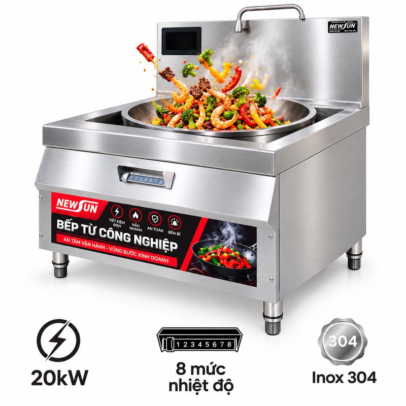 Bếp từ công nghiệp đơn liền chảo 80cm 20kW BTĐ-CL/80/20kW/01 