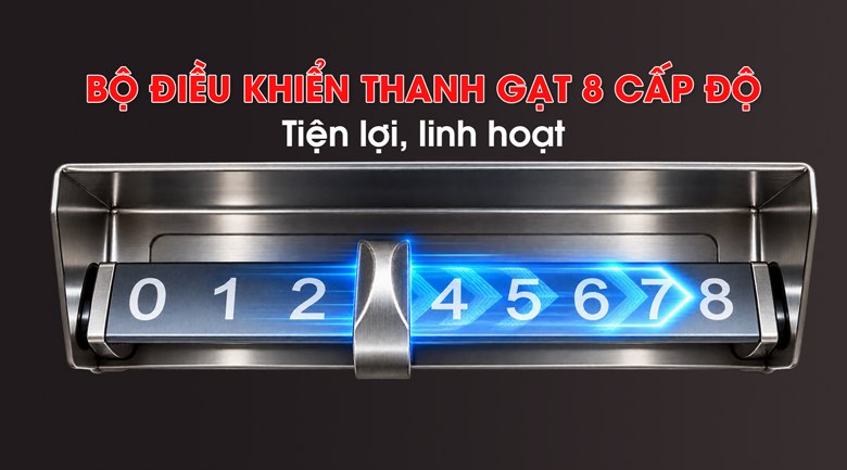 Thanh gạt 8 cấp độ điều chỉnh công suất nhanh chóng