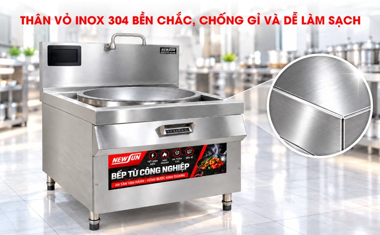 Thân vỏ inox 304 cho sáng bóng, bền bỉ với thời gian