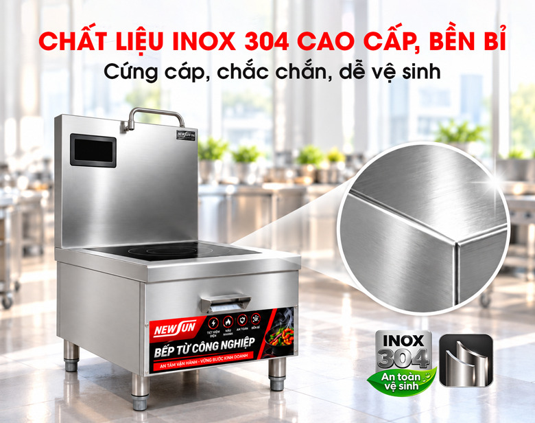 Khung vỏ inox 304 chắc chắn, chống ăn mòn tốt