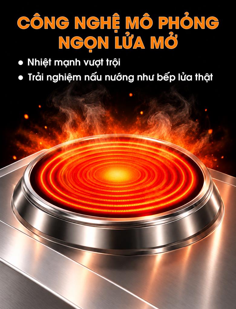 Công nghệ mô phỏng ngọn lửa mở, phân bổ nhiệt đồng đều