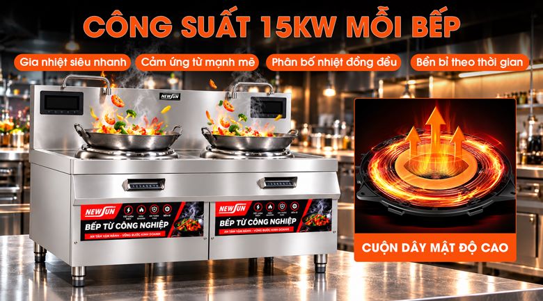 Công suất 30kW - Gia nhiệt mạnh, nóng nhanh