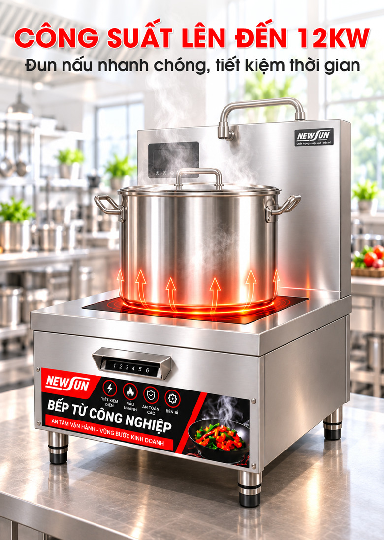 Công suất mạnh mẽ 12kW giúp đun nấu nhanh chóng 
