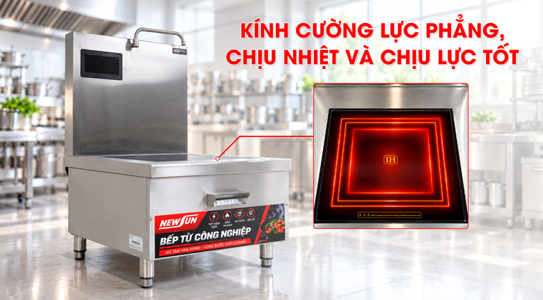 Mặt bếp được trang bị kính cường lực phẳng, chịu nhiệt và chịu lực tốt