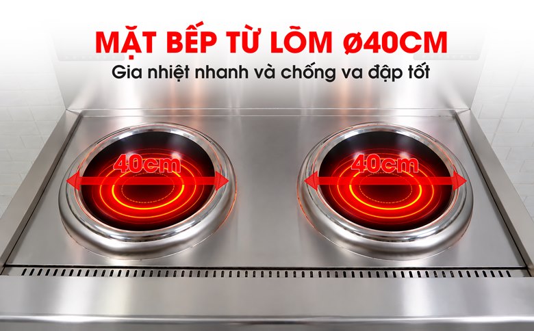 Mặt bếp thủy tinh lõm, thiết kế cố định