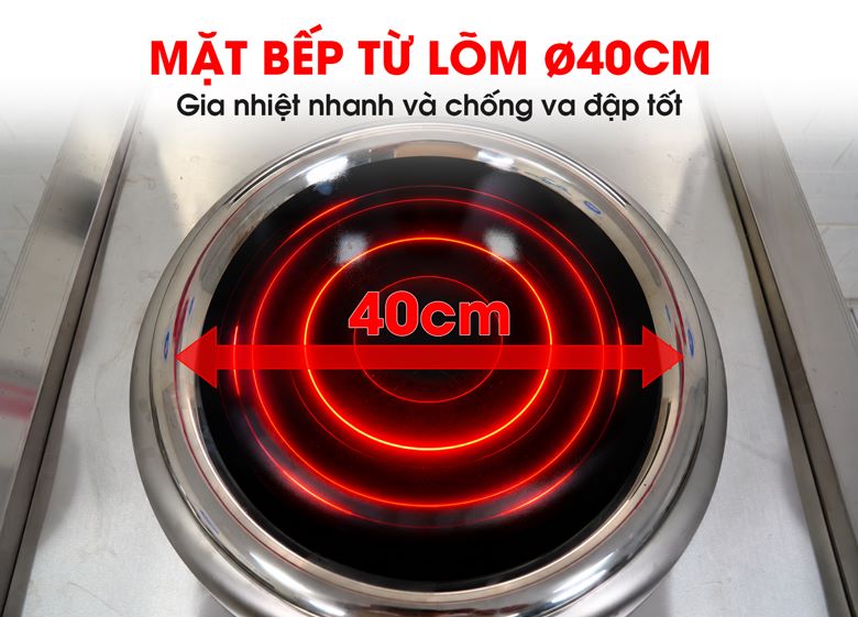 Mặt kính thủy tinh lõm 40cm, kết hợp chảo rời 50cm