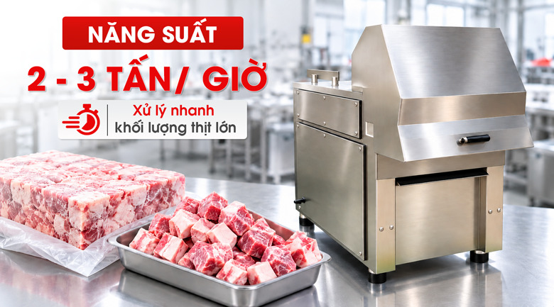 Công suất 7,5kW, xử lý tới 3 tấn nguyên liệu mỗi giờ